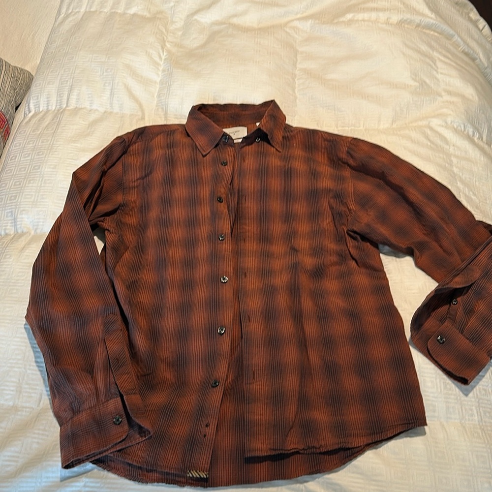 Billy Reid Brown and Black Plaid Long-Sleeve Button-Down Shirt